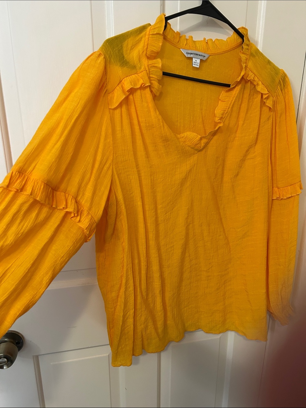 Counterparts Vibrant Yellow Ruffle Peasant Blouse